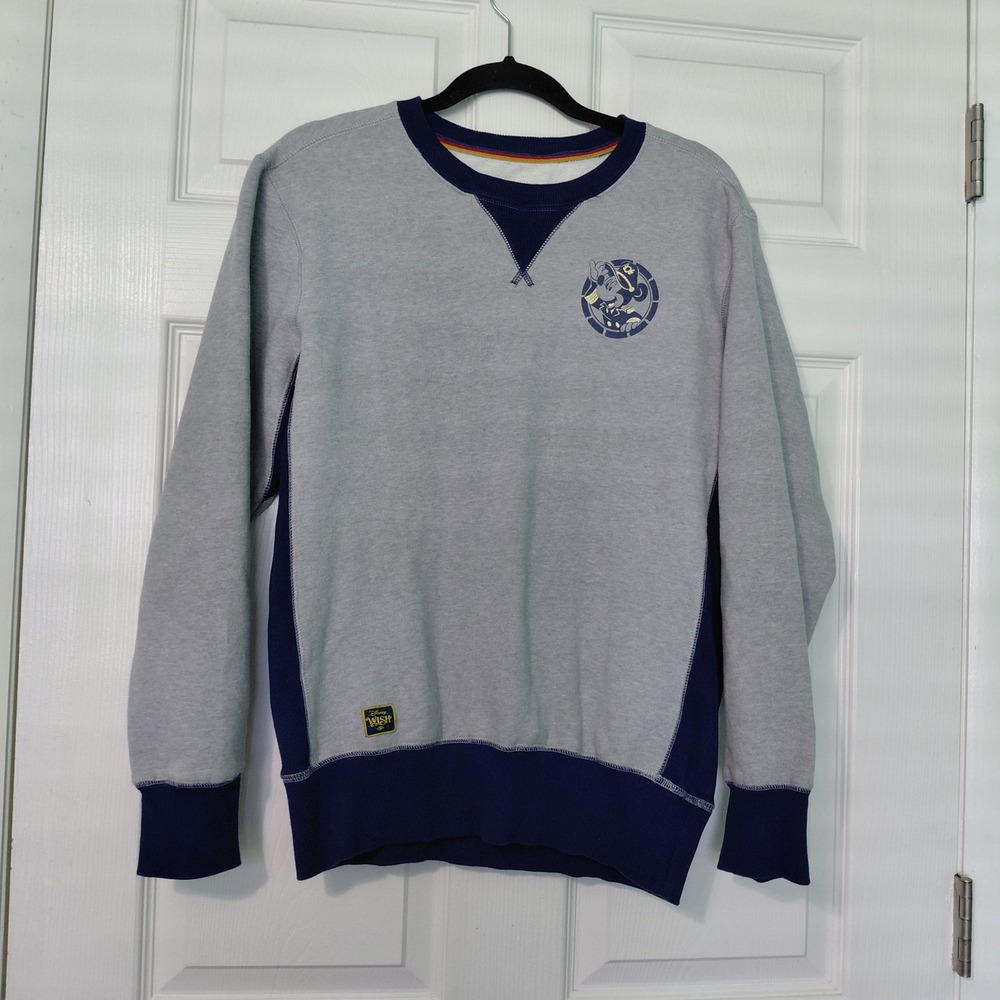Disney Cruise Line Captain Mickey Mouse Wish Sweatshirt Mens Small Gray Navy